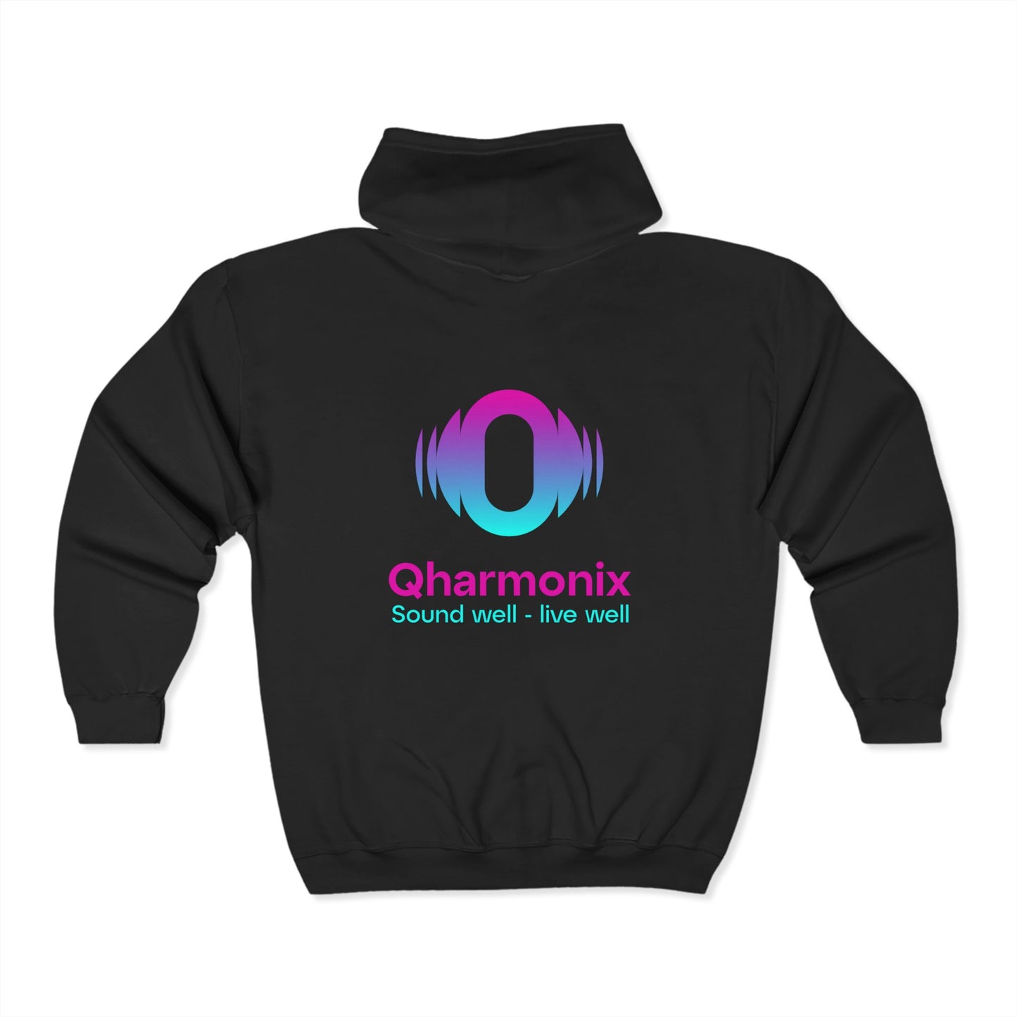 Qharmonix Full Zip Hoodie - Colorful Sound Wave Design, Perfect for Music Lovers, Casual Wear, Gifts for Him or Her, Concert Outfits