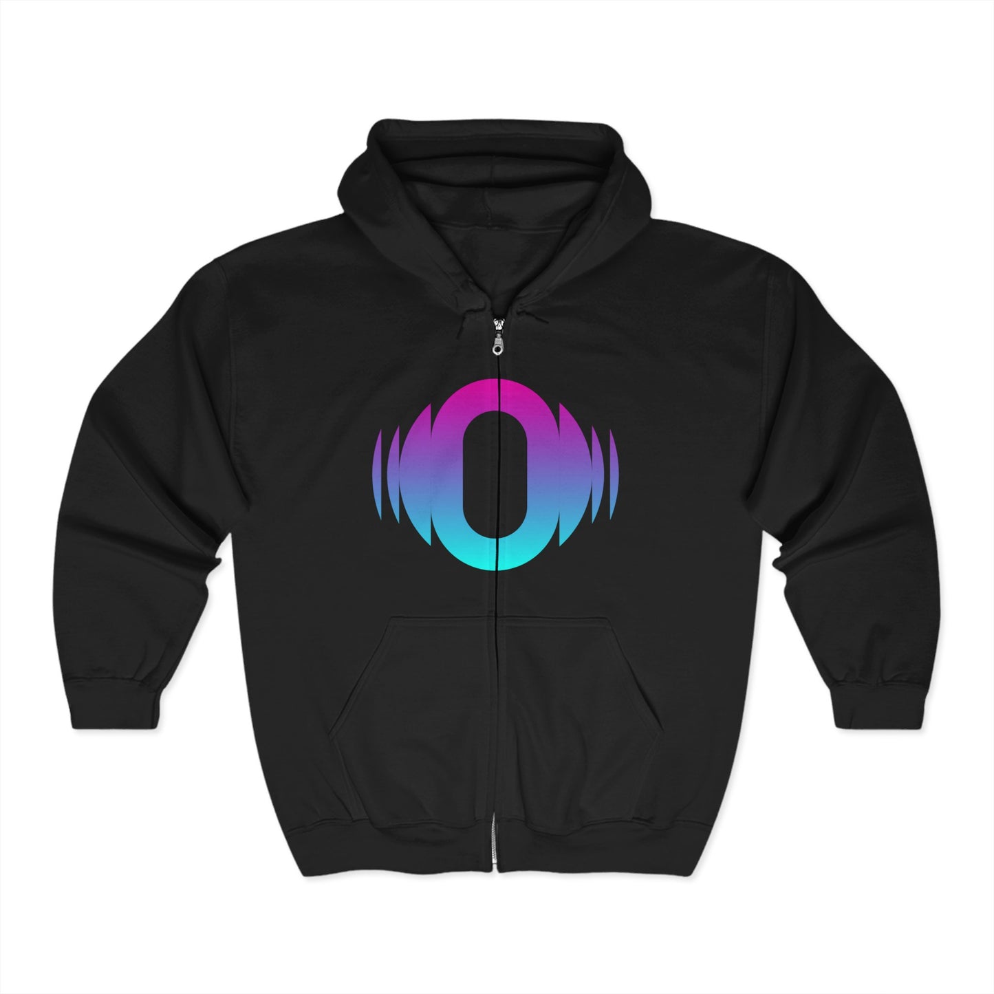 Qharmonix Full Zip Hoodie - Colorful Sound Wave Design, Perfect for Music Lovers, Casual Wear, Gifts for Him or Her, Concert Outfits