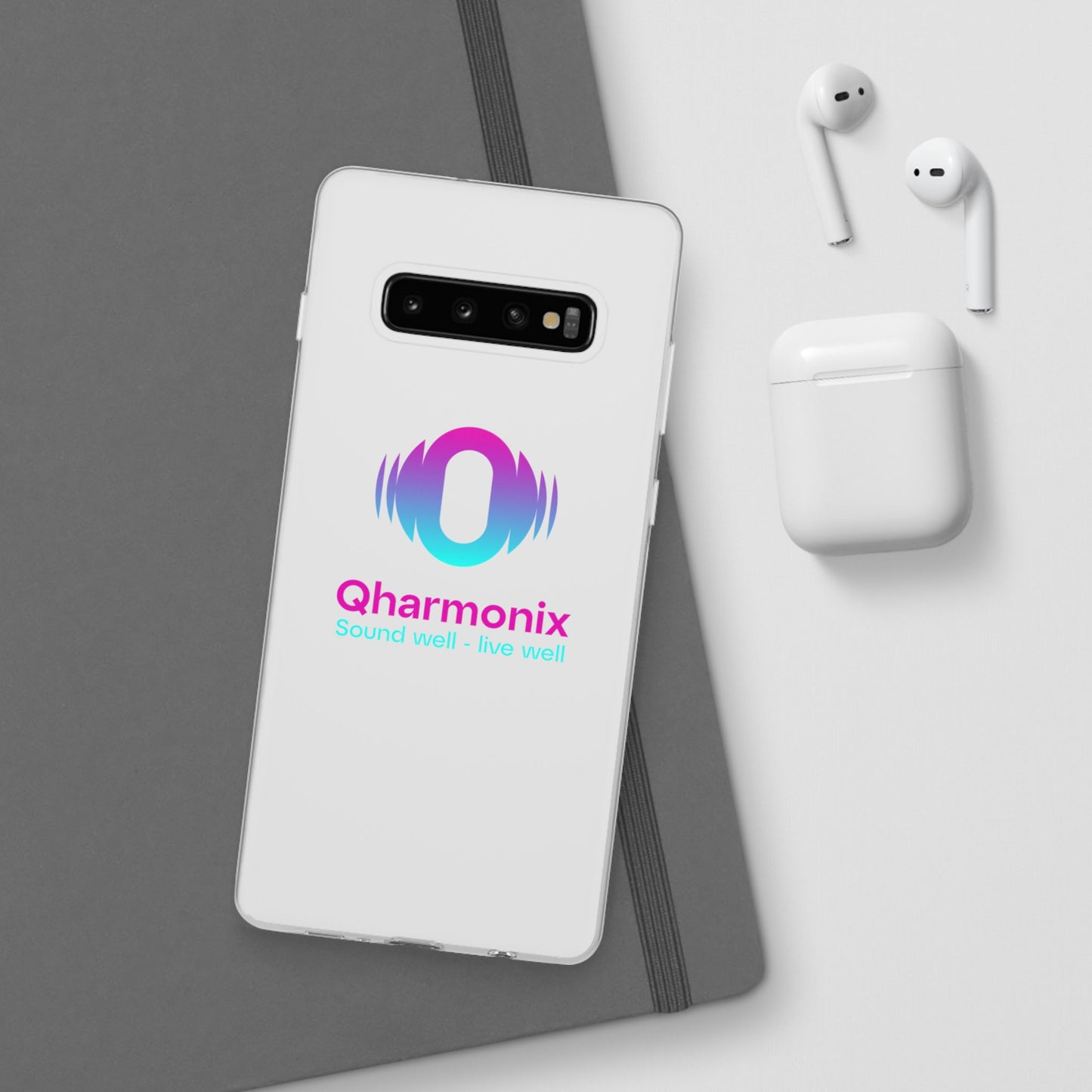 Stylish Phone Case: Qharmonix Sound Well Live Well, Customizable Flexi Cases, Tech Accessory, Unique Gift, Music Lover Merchandise, [...]