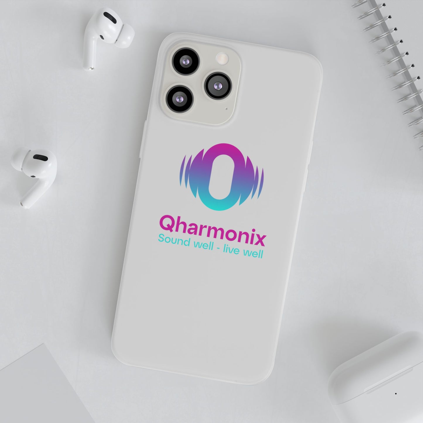 Stylish Phone Case: Qharmonix Sound Well Live Well, Customizable Flexi Cases, Tech Accessory, Unique Gift, Music Lover Merchandise, [...]