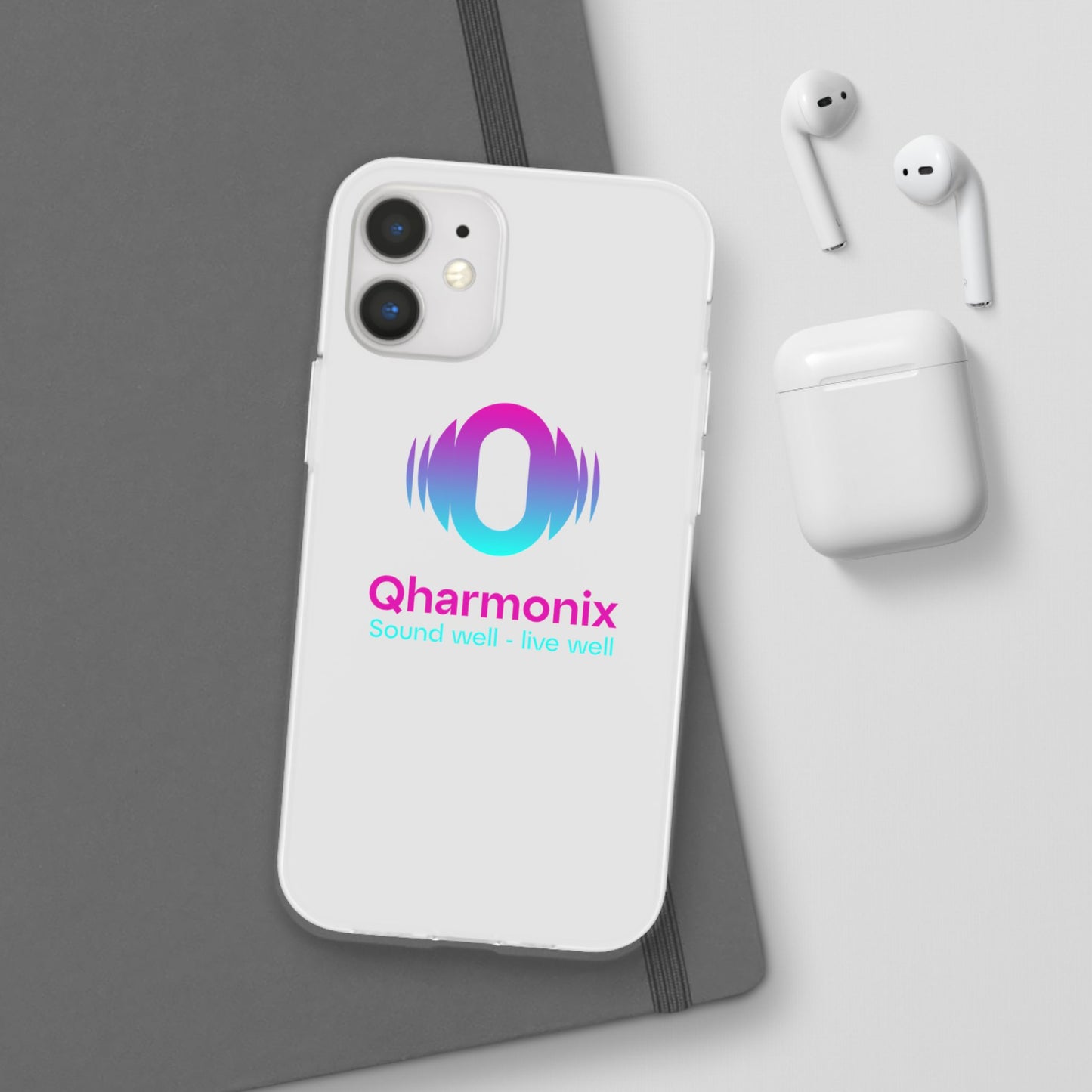Stylish Phone Case: Qharmonix Sound Well Live Well, Customizable Flexi Cases, Tech Accessory, Unique Gift, Music Lover Merchandise, [...]