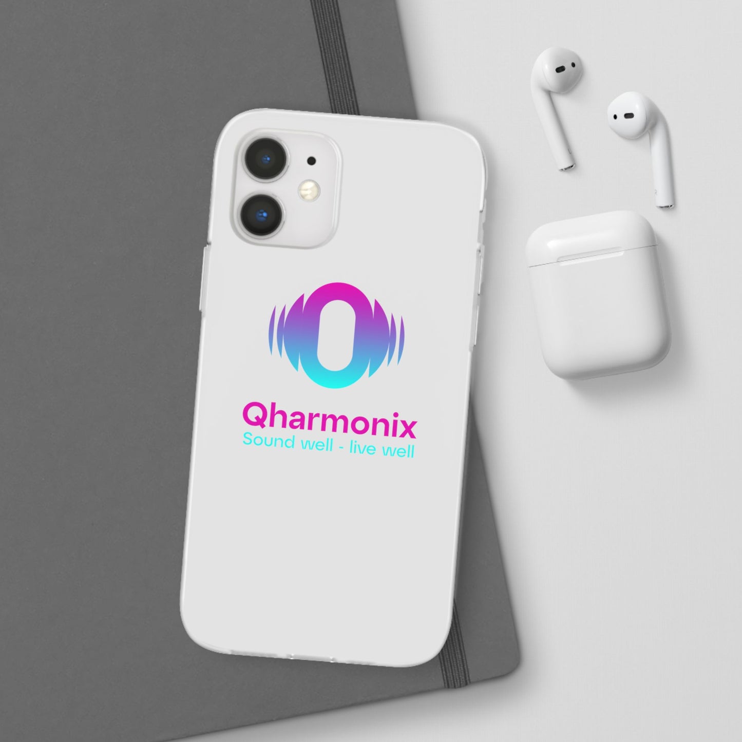 Stylish Phone Case: Qharmonix Sound Well Live Well, Customizable Flexi Cases, Tech Accessory, Unique Gift, Music Lover Merchandise, [...]