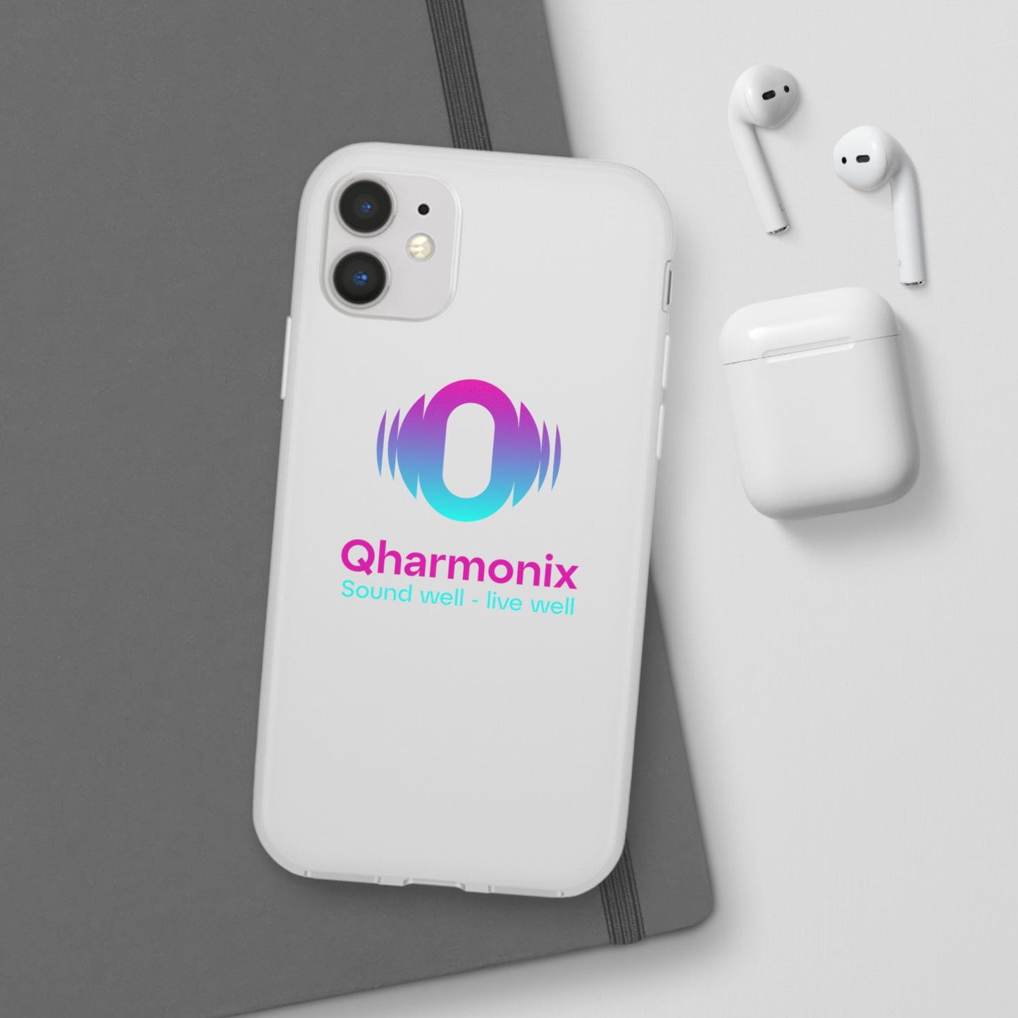Stylish Phone Case: Qharmonix Sound Well Live Well, Customizable Flexi Cases, Tech Accessory, Unique Gift, Music Lover Merchandise, [...]