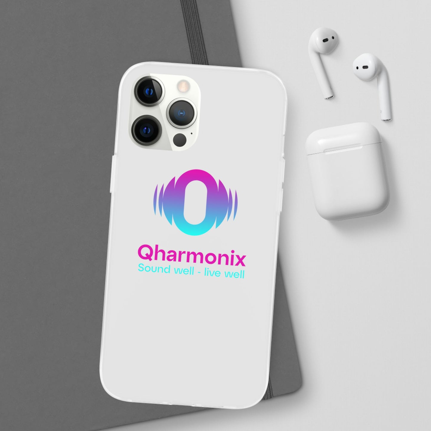 Stylish Phone Case: Qharmonix Sound Well Live Well, Customizable Flexi Cases, Tech Accessory, Unique Gift, Music Lover Merchandise, [...]