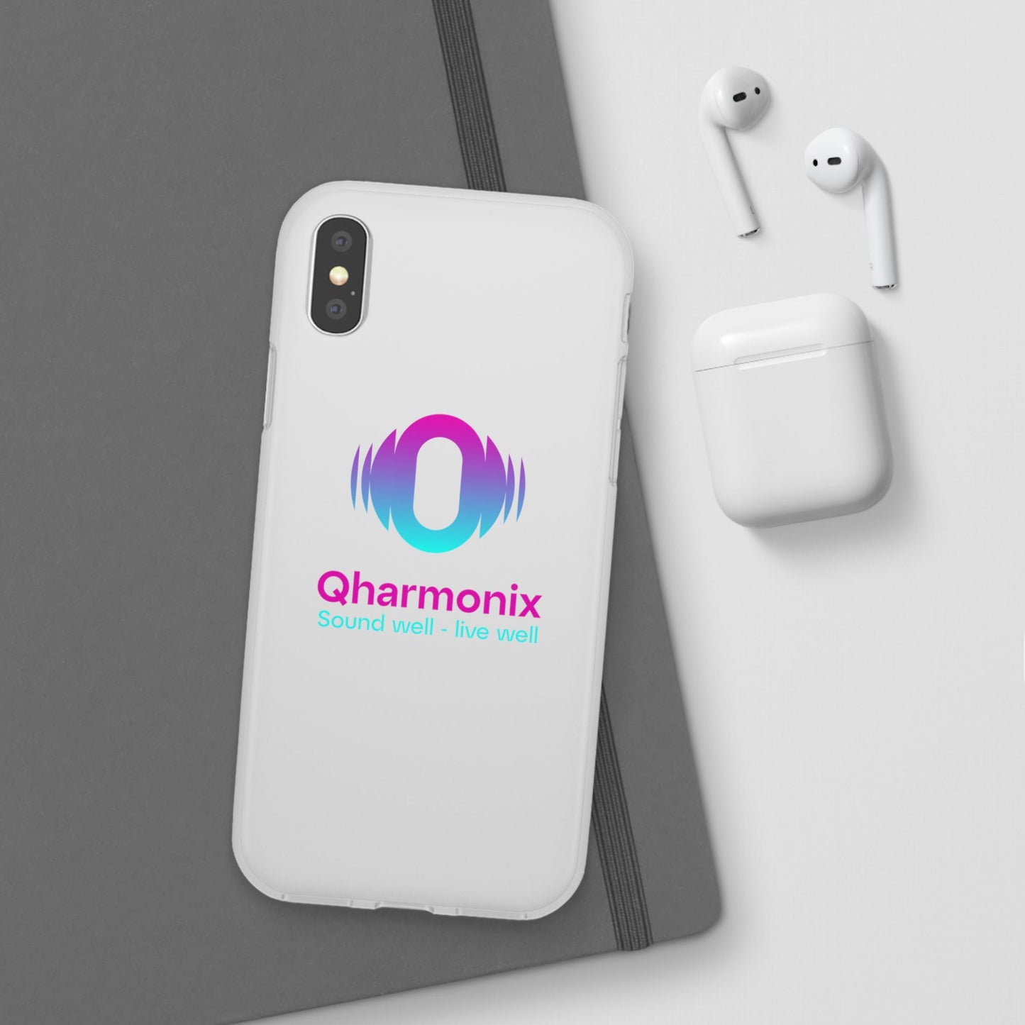 Stylish Phone Case: Qharmonix Sound Well Live Well, Customizable Flexi Cases, Tech Accessory, Unique Gift, Music Lover Merchandise, [...]