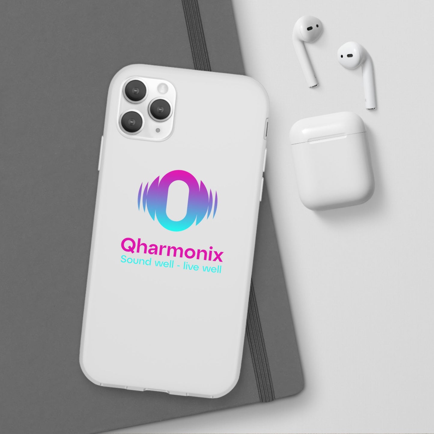 Stylish Phone Case: Qharmonix Sound Well Live Well, Customizable Flexi Cases, Tech Accessory, Unique Gift, Music Lover Merchandise, [...]
