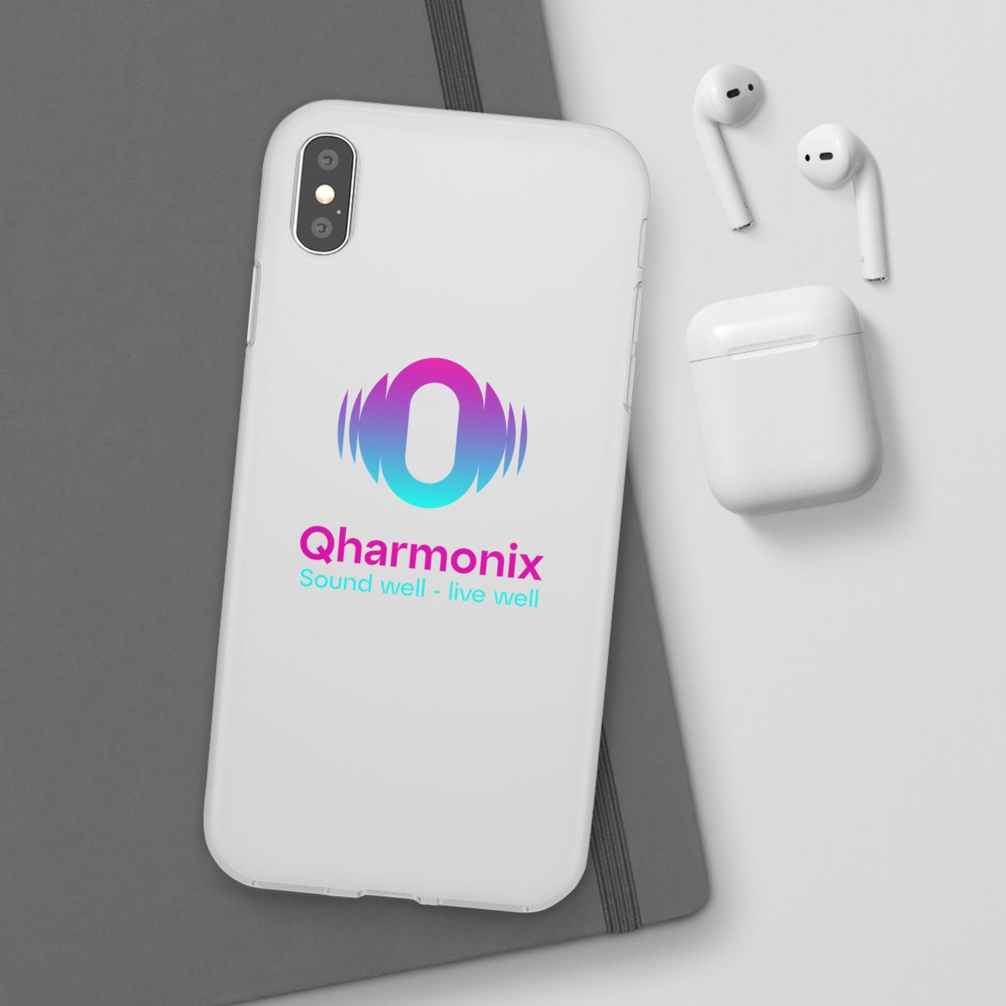 Stylish Phone Case: Qharmonix Sound Well Live Well, Customizable Flexi Cases, Tech Accessory, Unique Gift, Music Lover Merchandise, [...]
