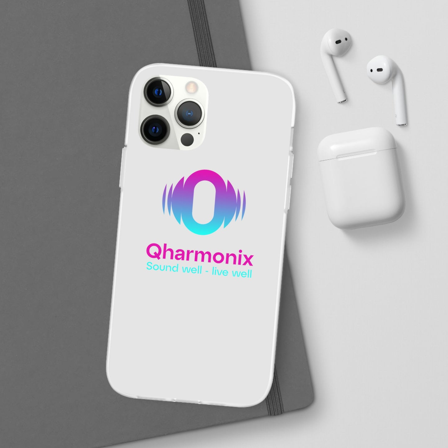 Stylish Phone Case: Qharmonix Sound Well Live Well, Customizable Flexi Cases, Tech Accessory, Unique Gift, Music Lover Merchandise, [...]