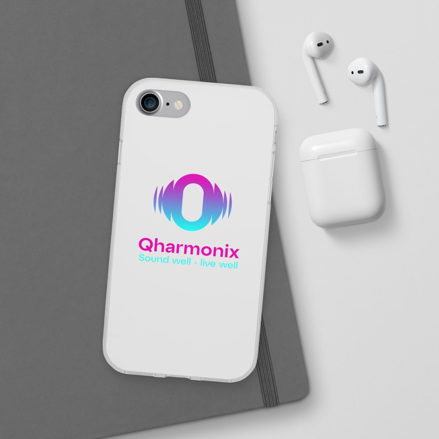 Stylish Phone Case: Qharmonix Sound Well Live Well, Customizable Flexi Cases, Tech Accessory, Unique Gift, Music Lover Merchandise, [...]