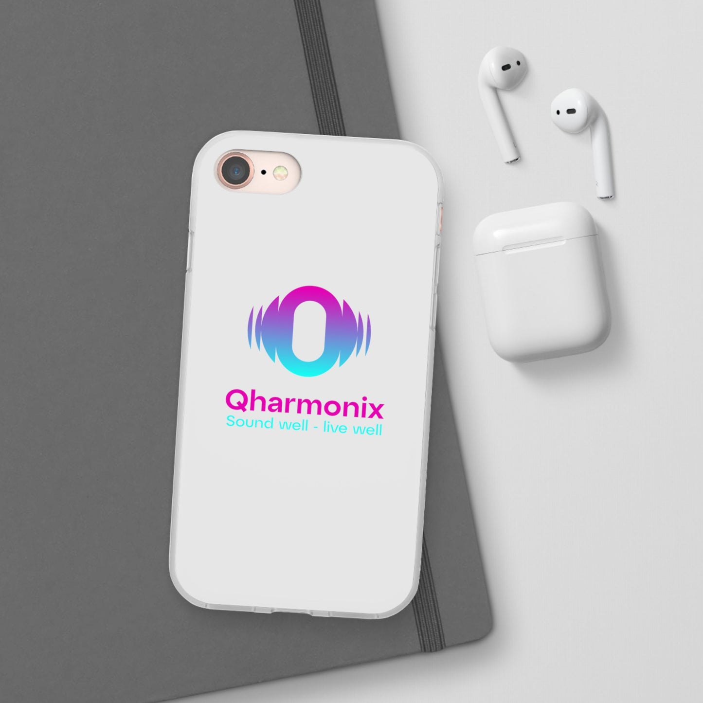 Stylish Phone Case: Qharmonix Sound Well Live Well, Customizable Flexi Cases, Tech Accessory, Unique Gift, Music Lover Merchandise, [...]