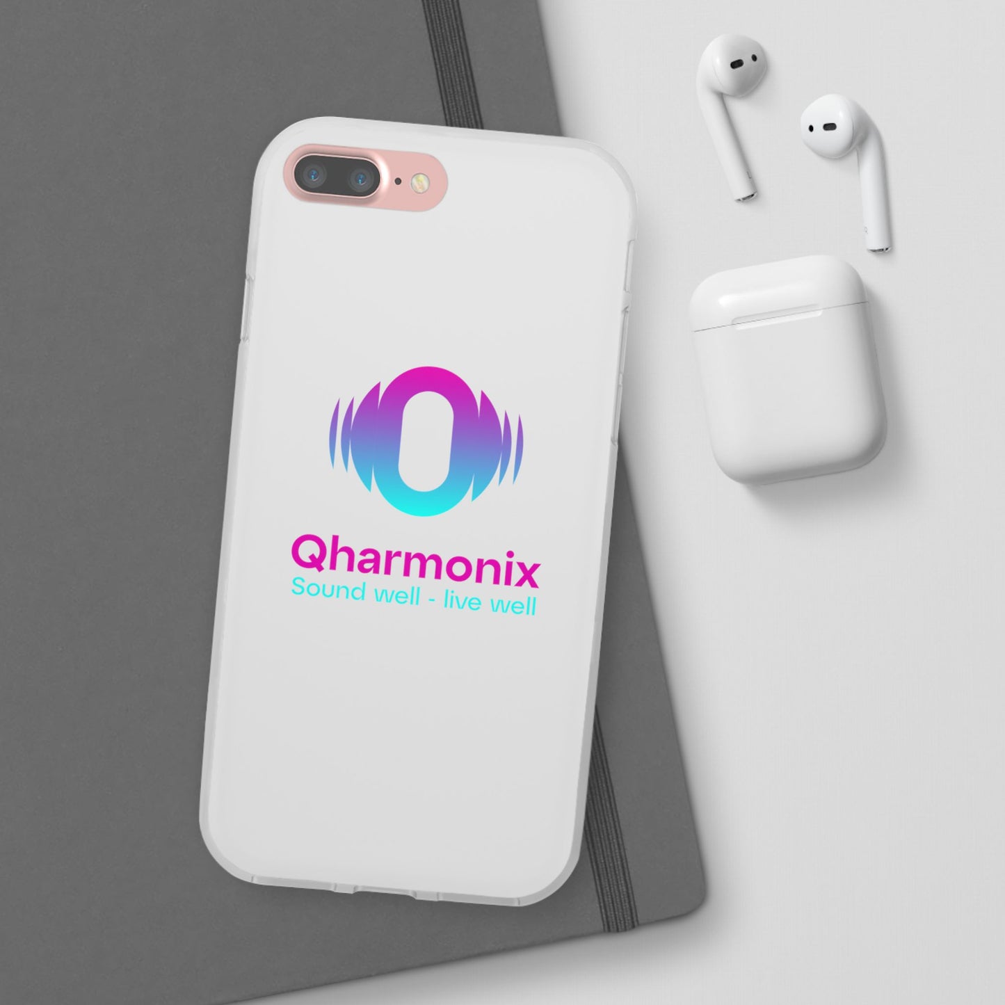 Stylish Phone Case: Qharmonix Sound Well Live Well, Customizable Flexi Cases, Tech Accessory, Unique Gift, Music Lover Merchandise, [...]