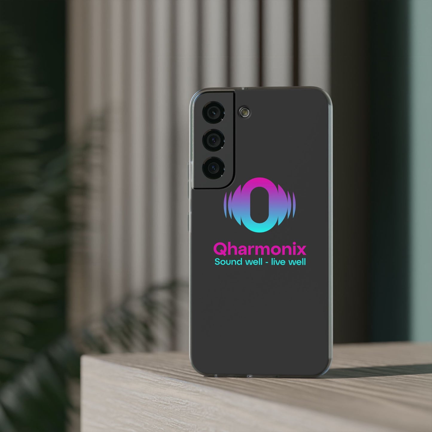Stylish Phone Case: Qharmonix Sound Well Live Well, Customizable Flexi Cases, Tech Accessory, Unique Gift, Music Lover Merchandise, [...]