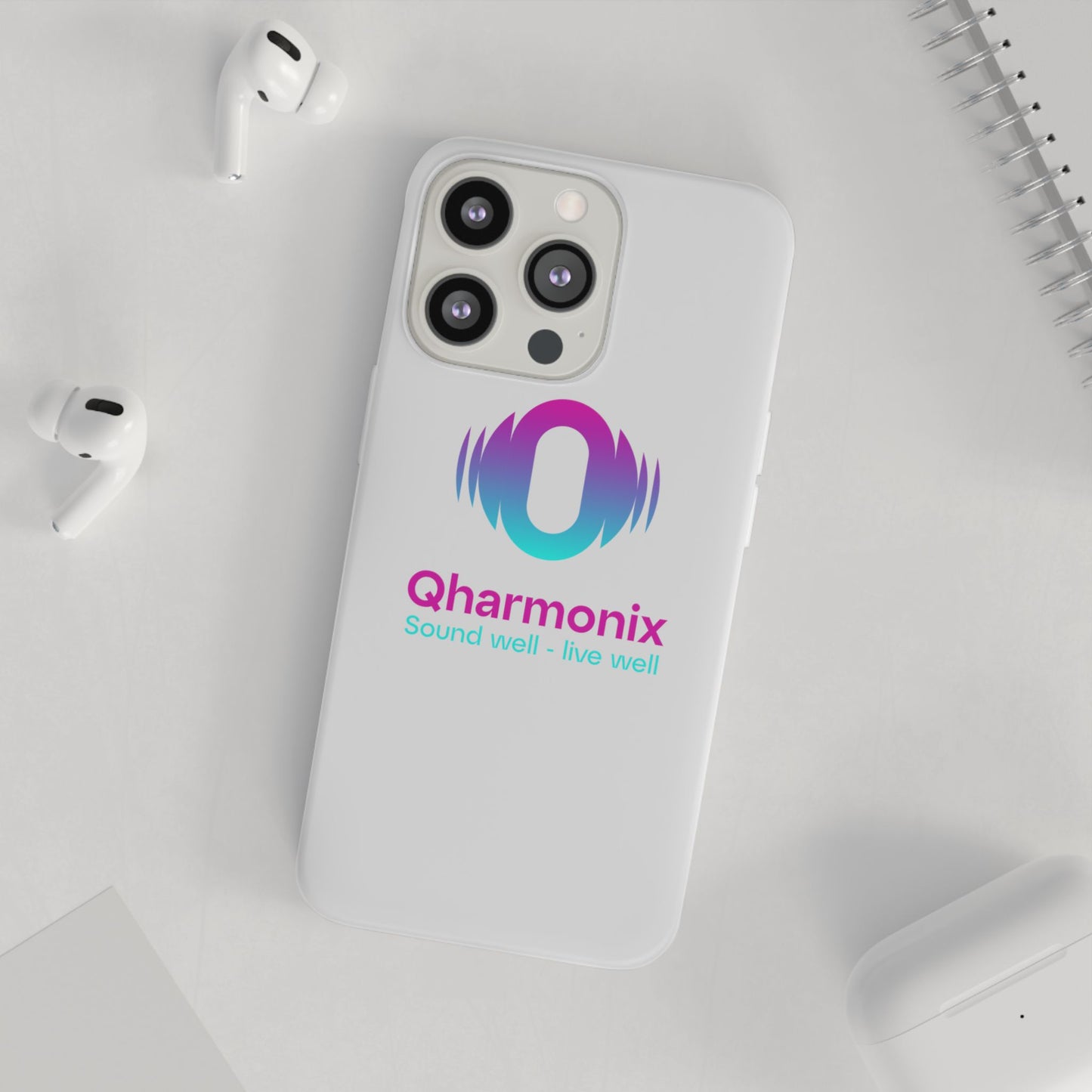 Stylish Phone Case: Qharmonix Sound Well Live Well, Customizable Flexi Cases, Tech Accessory, Unique Gift, Music Lover Merchandise, [...]