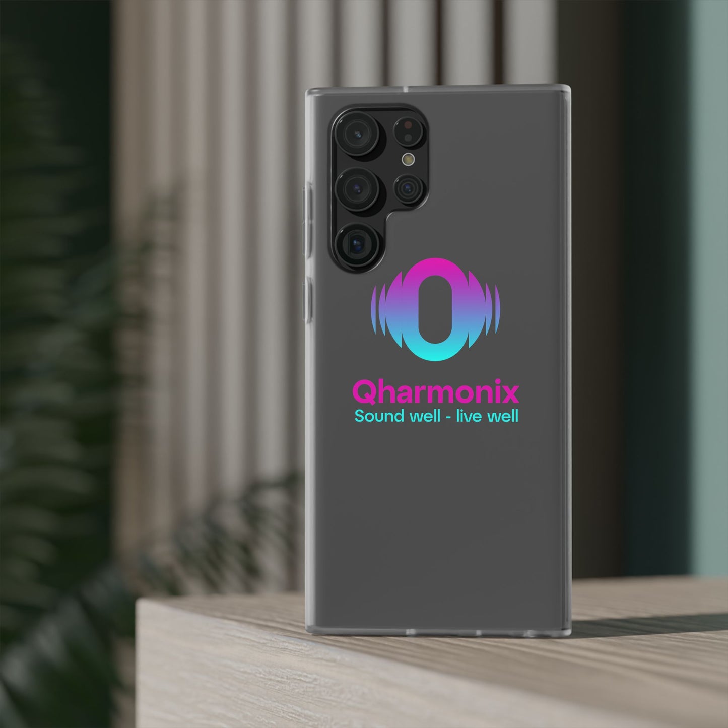 Stylish Phone Case: Qharmonix Sound Well Live Well, Customizable Flexi Cases, Tech Accessory, Unique Gift, Music Lover Merchandise, [...]
