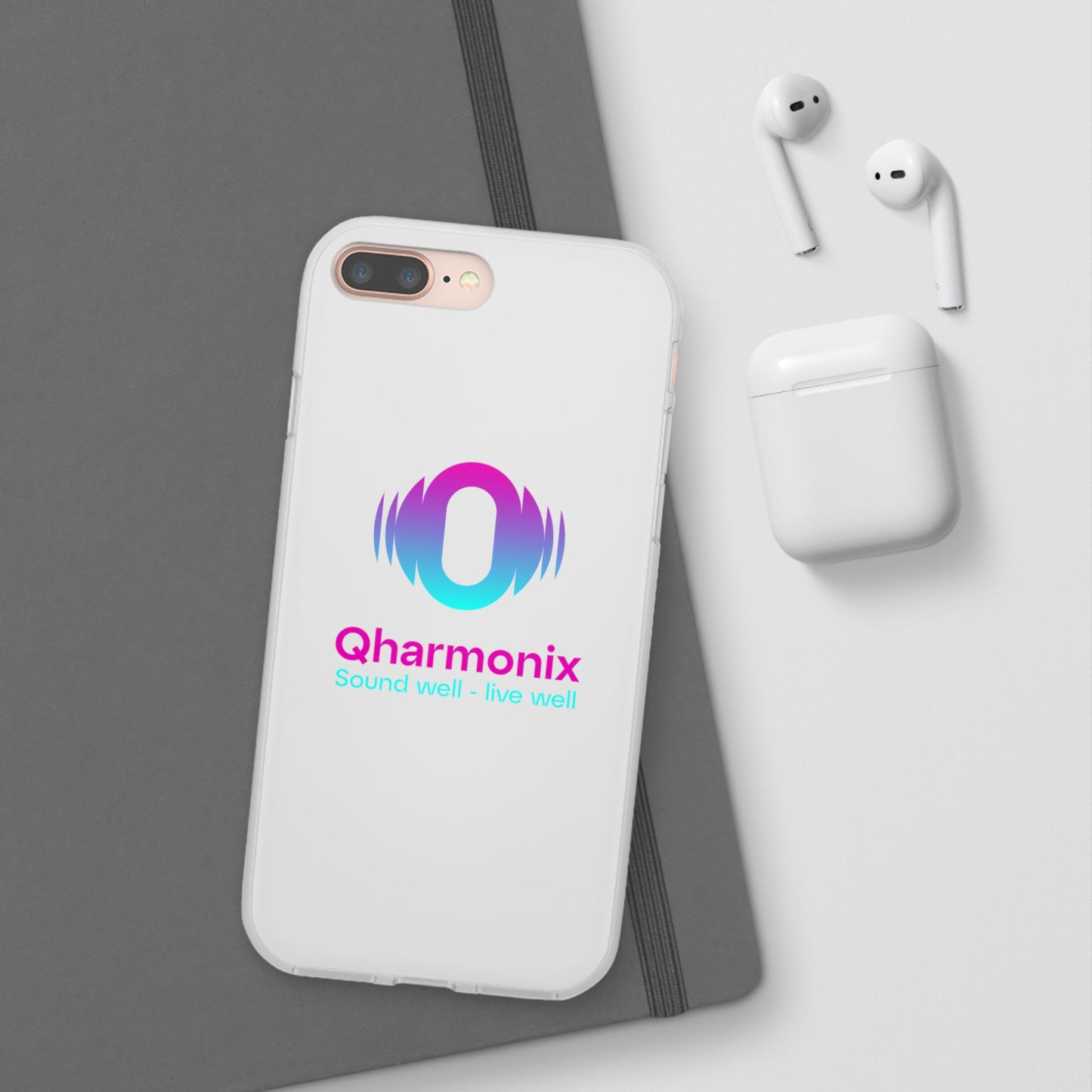 Stylish Phone Case: Qharmonix Sound Well Live Well, Customizable Flexi Cases, Tech Accessory, Unique Gift, Music Lover Merchandise, [...]