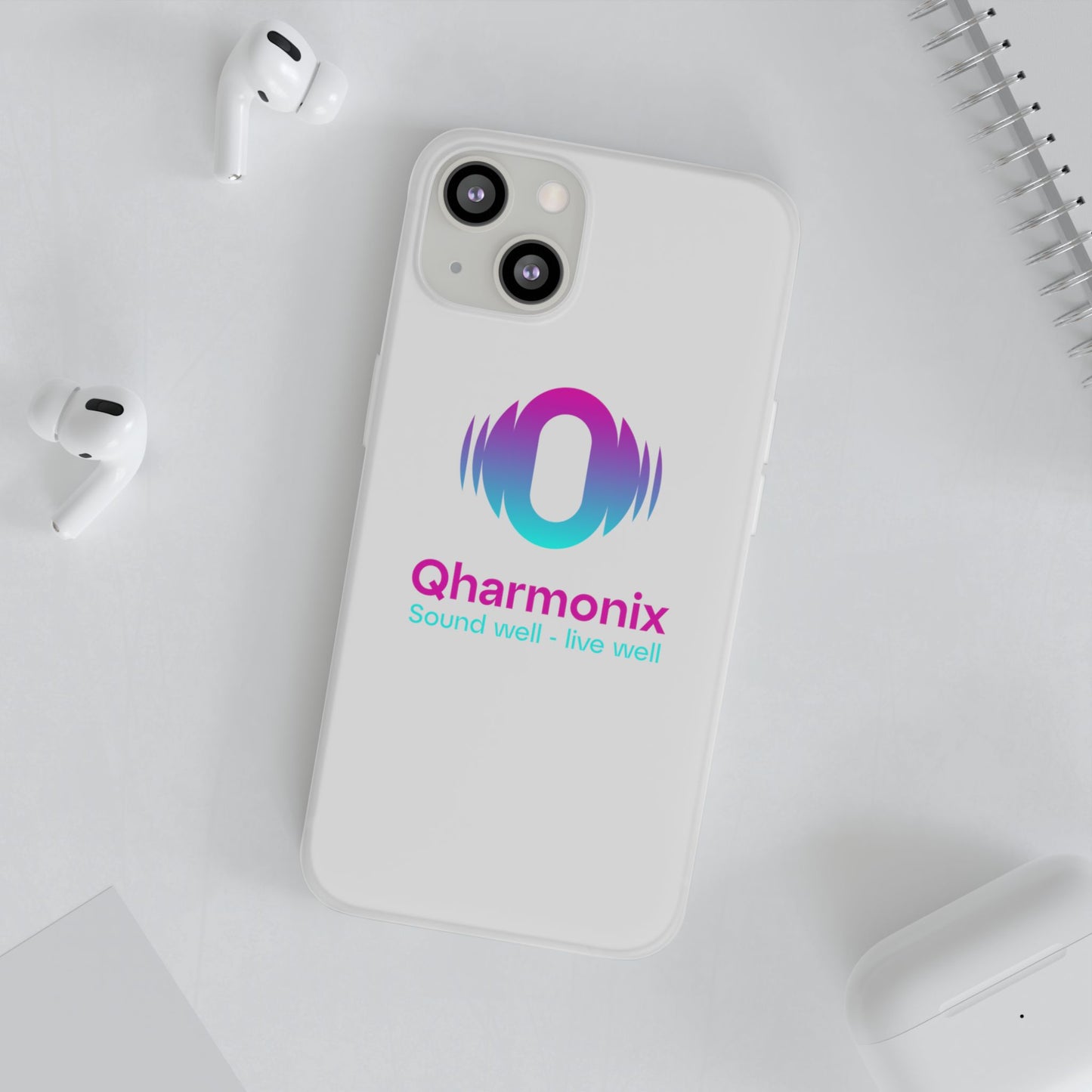 Stylish Phone Case: Qharmonix Sound Well Live Well, Customizable Flexi Cases, Tech Accessory, Unique Gift, Music Lover Merchandise, [...]