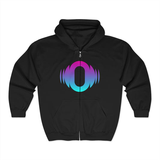 Qharmonix Full Zip Hoodie - Colorful Sound Wave Design, Perfect for Music Lovers, Casual Wear, Gifts for Him or Her, Concert Outfits