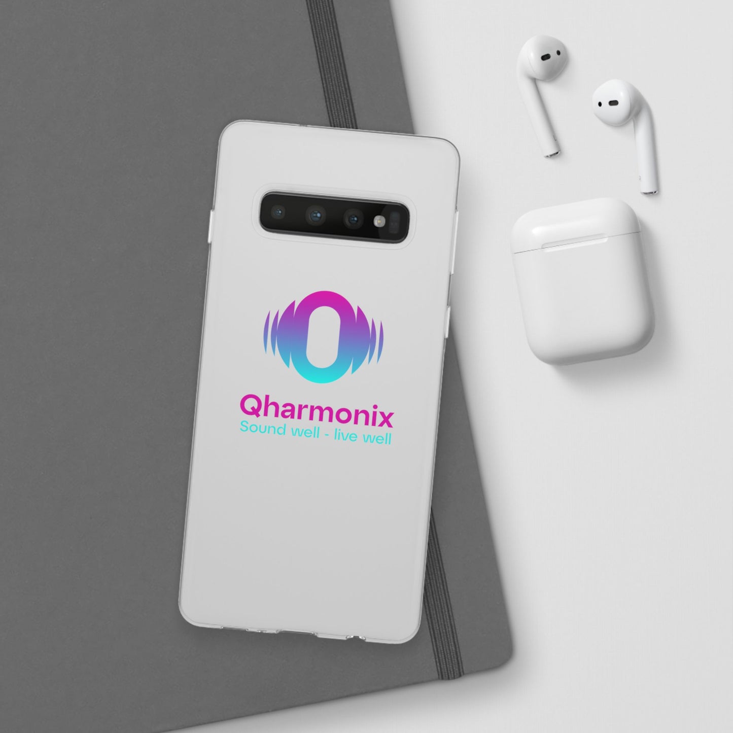 Stylish Phone Case: Qharmonix Sound Well Live Well, Customizable Flexi Cases, Tech Accessory, Unique Gift, Music Lover Merchandise, [...]