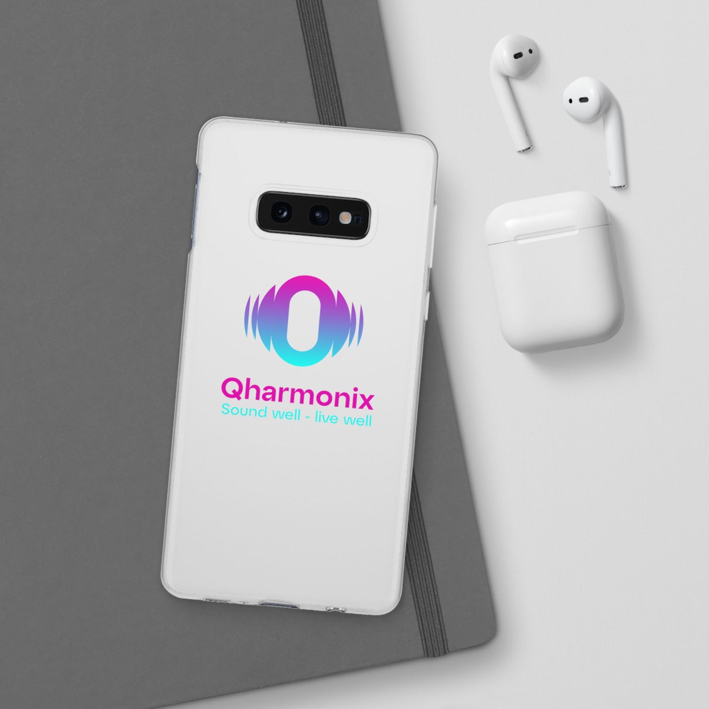 Stylish Phone Case: Qharmonix Sound Well Live Well, Customizable Flexi Cases, Tech Accessory, Unique Gift, Music Lover Merchandise, [...]