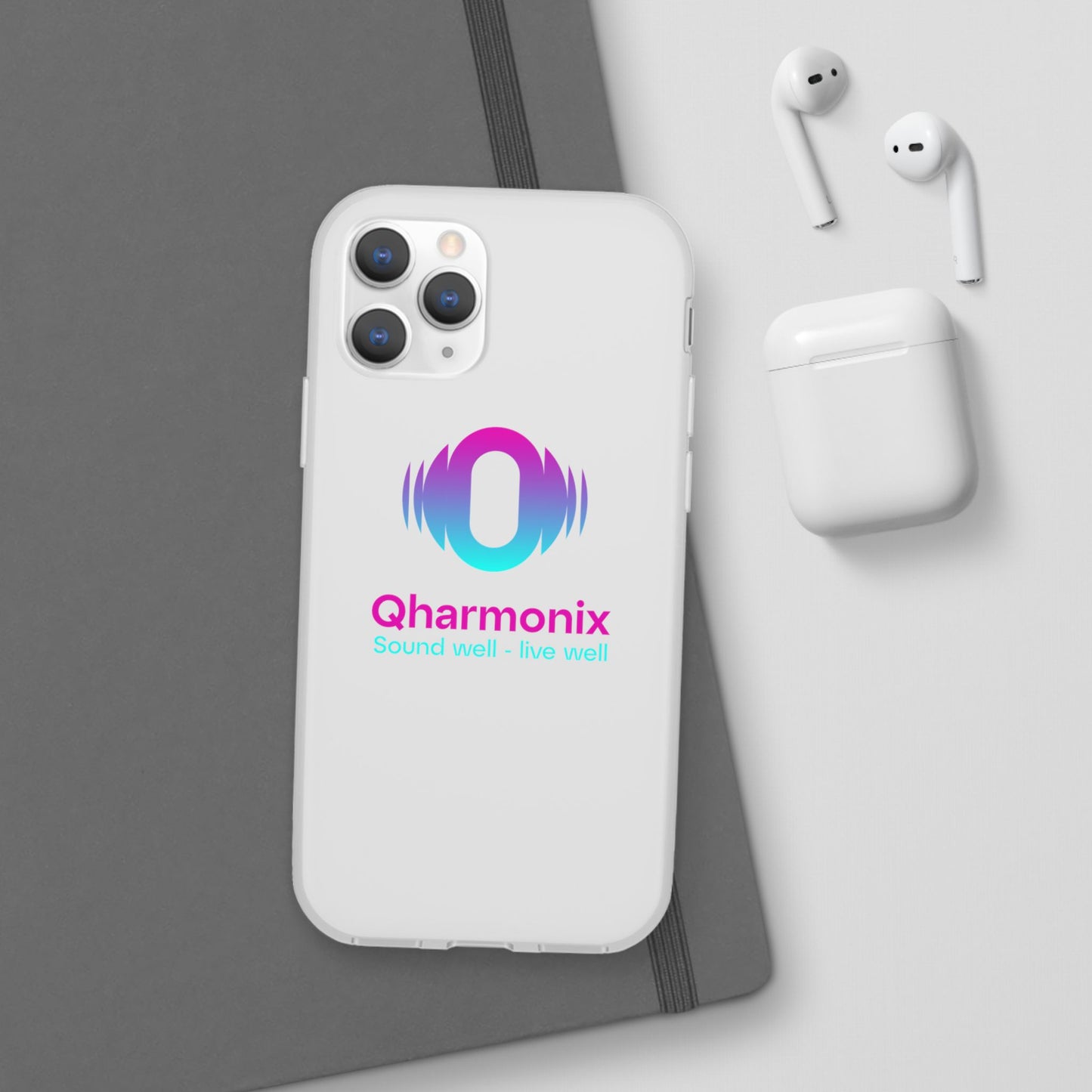Stylish Phone Case: Qharmonix Sound Well Live Well, Customizable Flexi Cases, Tech Accessory, Unique Gift, Music Lover Merchandise, [...]