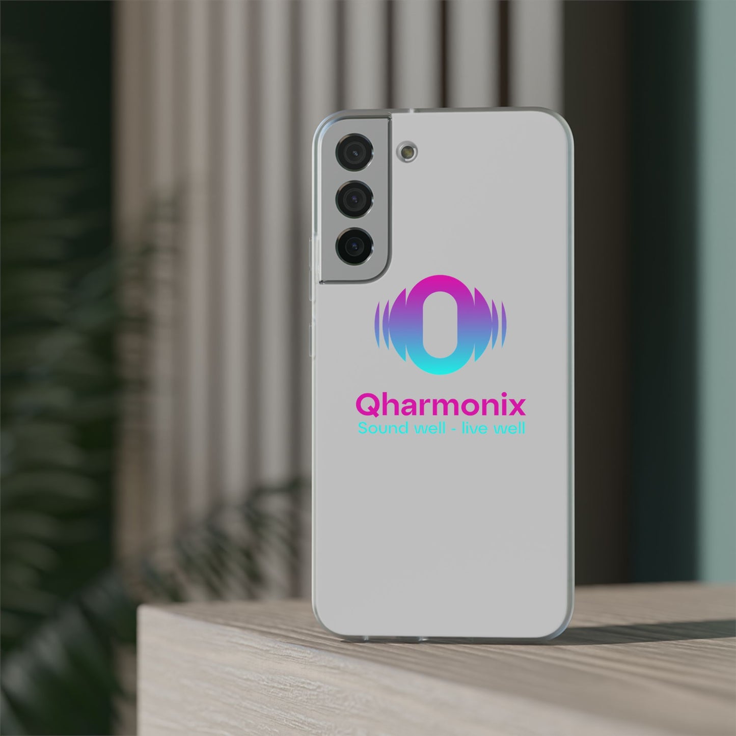 Stylish Phone Case: Qharmonix Sound Well Live Well, Customizable Flexi Cases, Tech Accessory, Unique Gift, Music Lover Merchandise, [...]